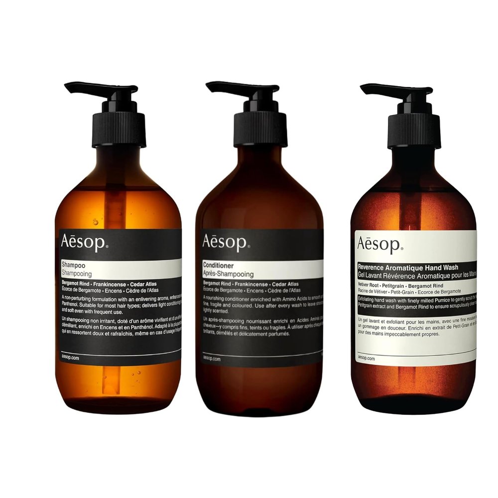 Aesop Hand and Hair Care Kit | Resurrection Hand Wash + Shampoo and Conditoner Set | Paraben-Free, Cruelty-Free & Vegan | Set of 3 (16.9 oz each)