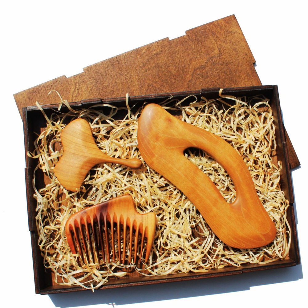 Custom Engraved Wooden Gua Sha Set for Face and Body Personalized Self-Care Gift Scalp Massager Anniversary Gift Unique Gift Personalized Gift for Wife Gua Sha Tools Set Scraping Massage Tool