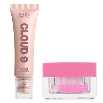 BABE ORIGINAL Cloud 9 Peptide Lip Serum and Babe Lip Mask Daily Lip Treatment with Cloudberry Oil, Hyaluronic Acid for Dryness & Fine Lines | Smoothing & Hydrating Lip Moisturizer Bundle