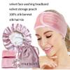 100% Pure Mulberry Silk Bonnet for Sleeping, Double Layer Silk Hair Bonnet, Silk Hairband & Face Wash Headband Set,Silk bonnet with adjustable strap, Silk Night Cap for curly hair , (PinkChampagne) view 2