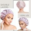 100% Pure Mulberry Silk Bonnet for Sleeping, Double Layer Silk Hair Bonnet, Silk Hairband & Face Wash Headband Set,Silk bonnet with adjustable strap, Silk Night Cap for curly hair , (PinkChampagne) view 4