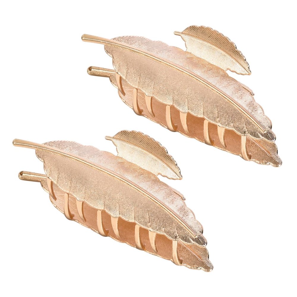 TOVINANNA 2pcs Leaf Shape Metal Hair Clips for Women Unique Style Hair Accessories Creative Headdress Ornament for Daily Use and Special Occasions