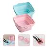 NOLITOY 2pcs Silicone Makeup Brush Cleaner Bowl Portable Washing Tool Convex Textures for Cleaning of Eyeshadow and Brow Brushes Compact Design Blue and Pink view 3
