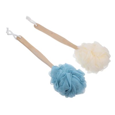 Baluue 2pcs Handle Bath Brush Shower Scrubber for Exfoliating Back Bathing Tools for Easy Cleaning and Comfort