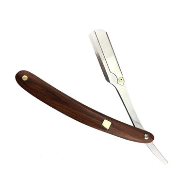 FOMIYES Wooden Handle Manual for Men Chic Straight Metal Shaving Tool for Barbers Easy to Use Portable Hair Shaper for Beard Sideburns Trimming