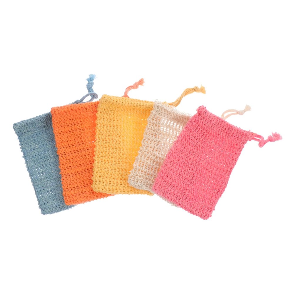Baluue 5pcs Soap Bubble Pouch Drawstring Foaming Bag Soap Saver for Shower Bath Cleaning Pouch