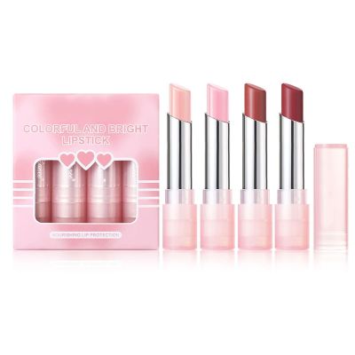4 Pcs Color Changing Lipstick Bright Lipstick Colorful Lipstick Set Makeup Supplies Moisturizing Lipstick For Women