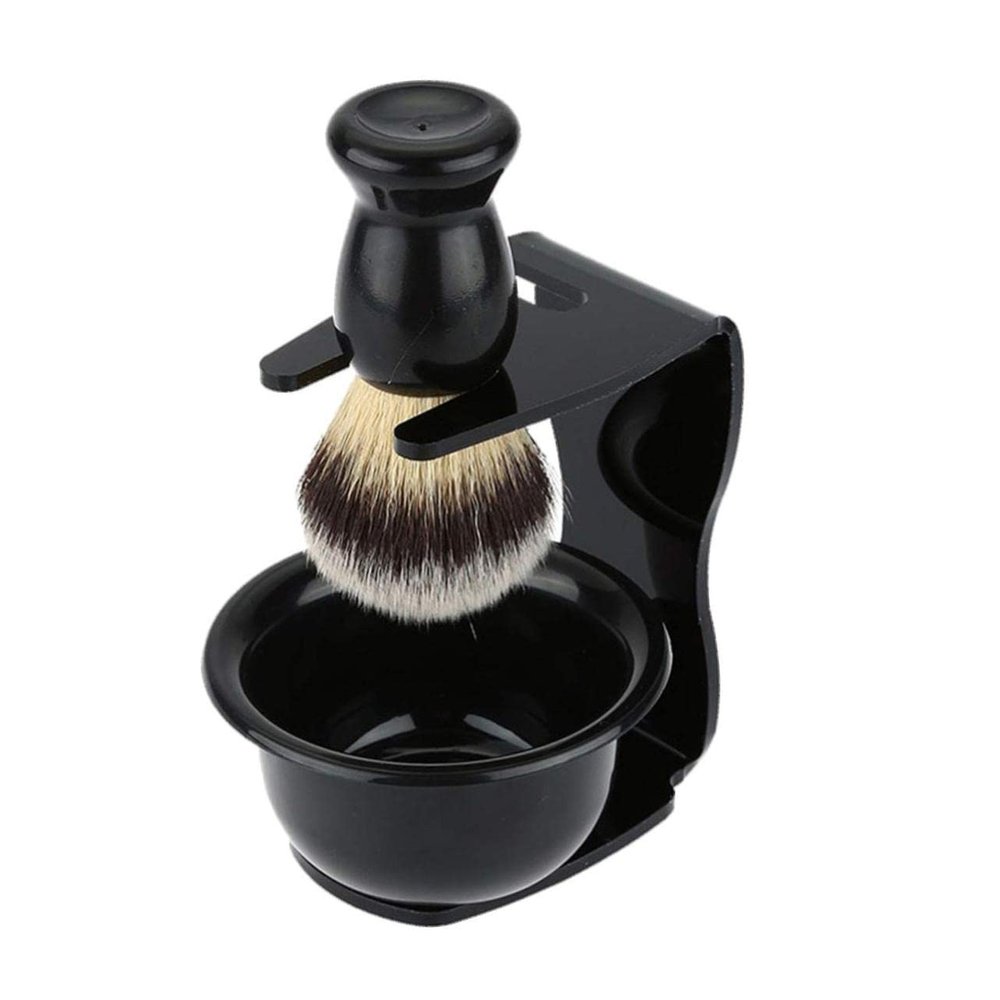MERRYHAPY Wet Shaving Kit Acrylic Razor Holder Brush Set Shaving Cup Face Cleaning Tool