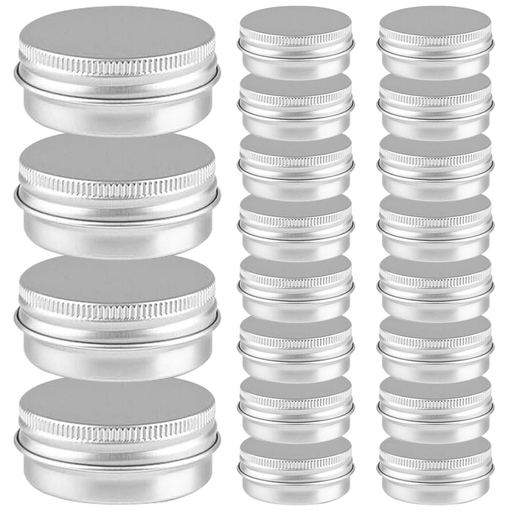 20Pcs Lip Balm Containers 20ml Aluminum Jar Tin Reusable  Refillable Small Tins with Screw Caps Travel Sized Sample Containers for Cosmetic, Cream, Lip Balm Containers