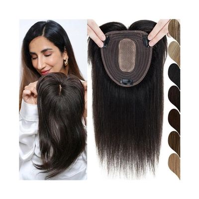 Hair Toppers for Women Human Hair Topper for Women Natural Look Straight Hair Topper 12x13cm Breathable Silk Base Clip In Brazilian Remy Hair Pieces Increase Hair Volume Hair Toppers for Women Real Hu