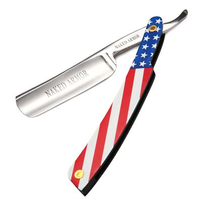 Naked Armor American Straight Razor - Shave Ready Japanese Steel Straight Razors for Men with Metal Scale, Case Included, Close Shave
