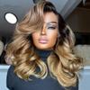 1B27 Ombre Honey Blonde Short Bob Body Wave Wig Human Hair For Black Women 13x4 HD Transparent Lace Frontal Wig Pre Plucked Brazilian Remy Hair Natural Hairline Bob Wigs 150% Density 16Inch view 2
