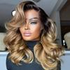 1B27 Ombre Honey Blonde Short Bob Body Wave Wig Human Hair For Black Women 13x4 HD Transparent Lace Frontal Wig Pre Plucked Brazilian Remy Hair Natural Hairline Bob Wigs 150% Density 16Inch view 4