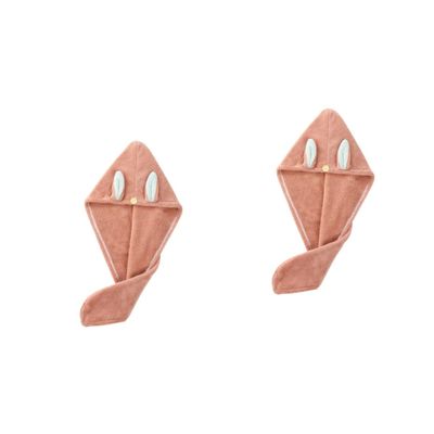 Baluue 2pcs Dry Hair Cap Heat Cap Pink Bunny Ears Funny Hat Head Coverings for Women Hair Drying Hat