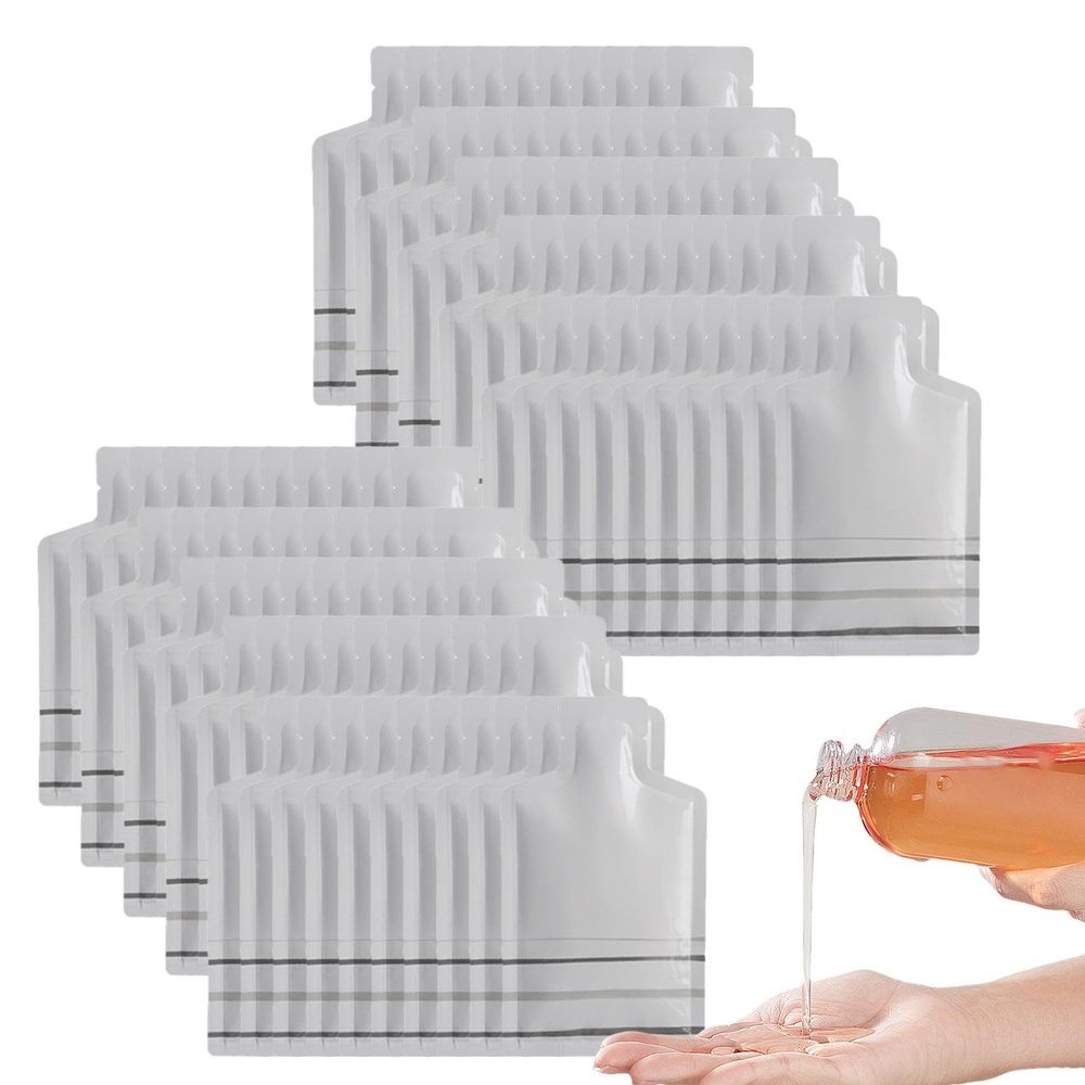 100pcs Foil Sample Pouches | Leak-Proof Heat Sealing Shampoo Dispenser Bags | Refillable Tip Open Pouches for Shower Gel, Perfume, and Cosmetics