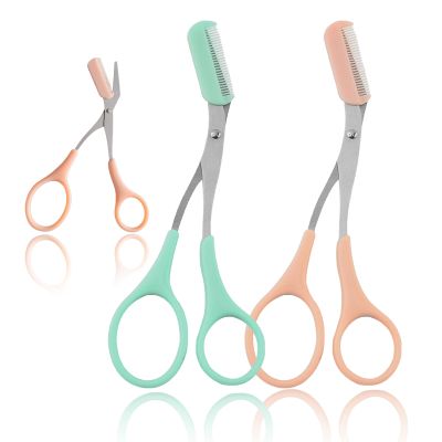 2Pcs Eyebrow Trimmer Scissors, Men Women Eyebrow Clippers, Comb Head Detachable, Safe Eyebrow Trimming Tool, Beard Trimmer, Easy to Operate for Beginners, Makeup Artist Recommended Eyebrow Scissors