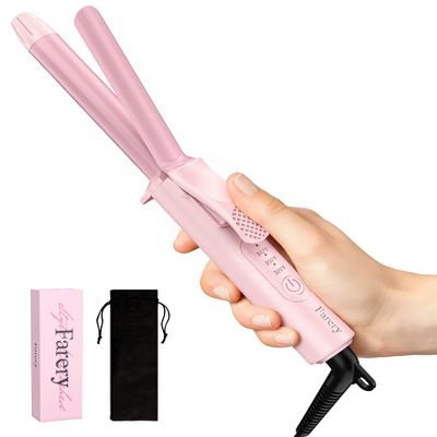 FARERY Mini Curling Iron for Short Hair, 1/2 Inch Travel Size Curling Iron Dual Voltage 100-240V, Ceramic Mini Hair Curler with 3 Adjustable Temp, Auto-Off, Infused Keratin&Argan Oil, with Storage Bag