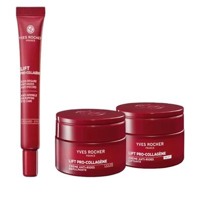 Yves Rocher Lift Pro-collagene Anti-wrinkle Firming Eye Care Day Night Cream Set of 3-14 ml./0.47 fl.oz. / 50 ml.1.7 fl.oz.