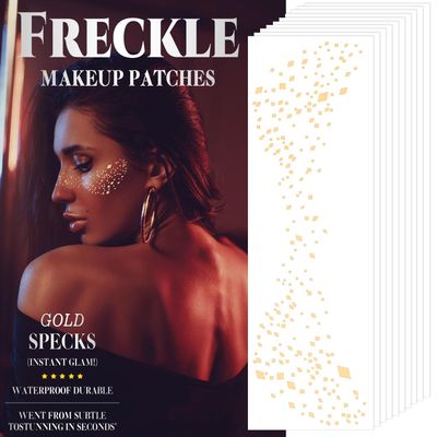 10 Sheets Face Tattoo, Glitter Speckles Patches, Gold Sparkle Freckles, Face Makeup Patches - (Gold Style 2)