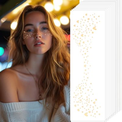 10 Sheets Face Tattoo, Glitter Speckles Patches, Gold Sparkle Freckles, Face Makeup Patches - (Gold Style 3)