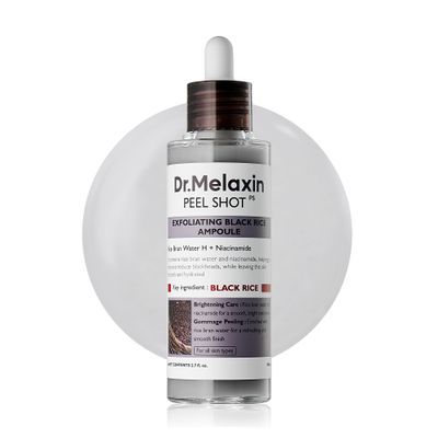 Dr.Melaxin Peel Shot Glow Rice Peeling Ampoule 80ml Daily Soft Exfoliating Face and Body Scrub Dead Skin Cells Blackhead Remover for All Skin Types korean skin care