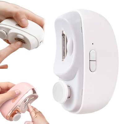 3 in 1 Automatic Electric Nail Clipper with Polishing, Safe and Convenient Nail Trimmer, Two-Speed Adjustment Electric Toe Nail Clippers Nail Cutter with Light for Kids Adults (White)