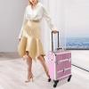 CAIHAOA Professional Rolling Makeup Train Case | Cosmetic Train Case with 4 Trays | Large Cosmetic Organized Trolley| 7 Compartments | 20KG Capacity | Pretty Pink | Mobile Beauty Center view 2
