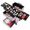 CAIHAOA Professional Rolling Makeup Train Case | Cosmetic Train Case with 4 Trays | Large Cosmetic Organized Trolley| 7 Compartments | 20KG Capacity | Pretty Pink | Mobile Beauty Center view 3