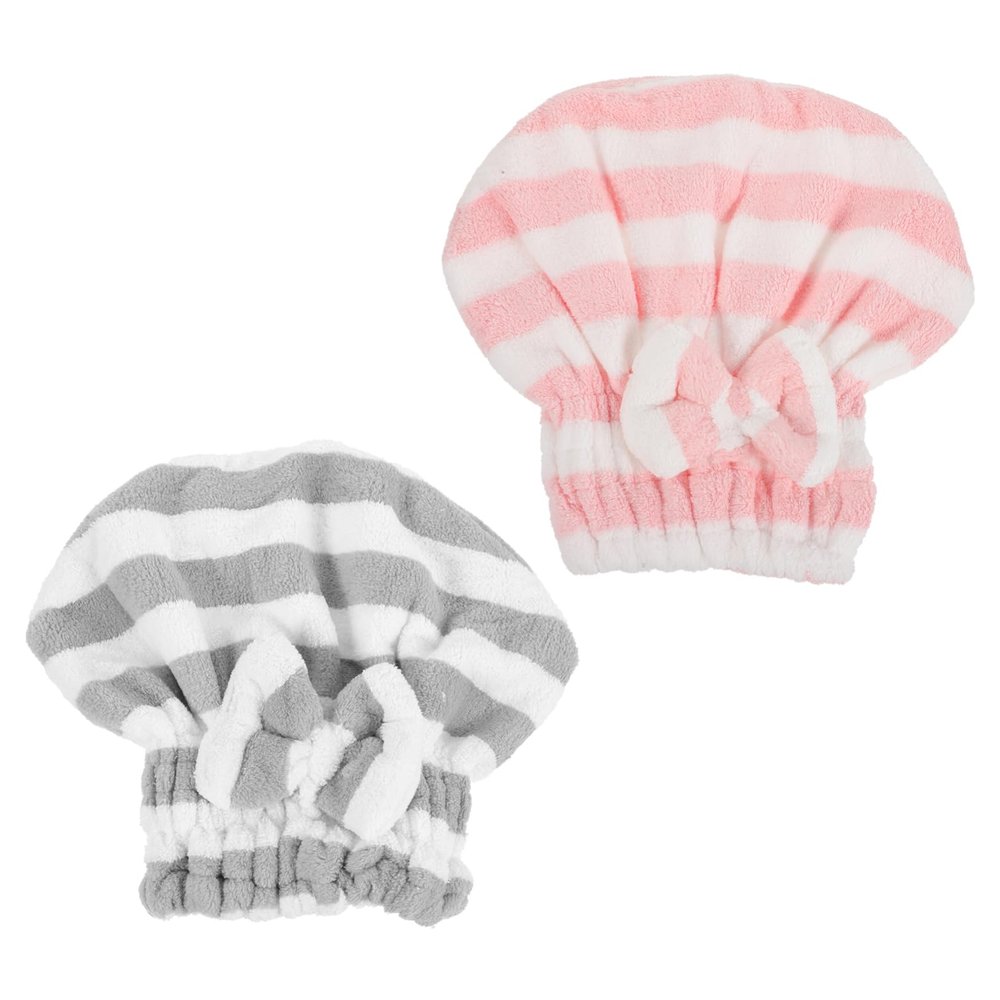 Anneome 2pcs Microfiber Hair Drying Turban Wraps Ultra Absorbent Quick-dry Hair Towel Hat for Women Lightweight and Compact for Travel for Curly and Long