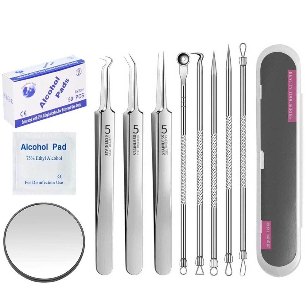 Blackhead Remover - Professional Facial Blackhead Tweezers, Stainless Steel Tool Set, Blackhead/Pimple Extracto (7PCS)