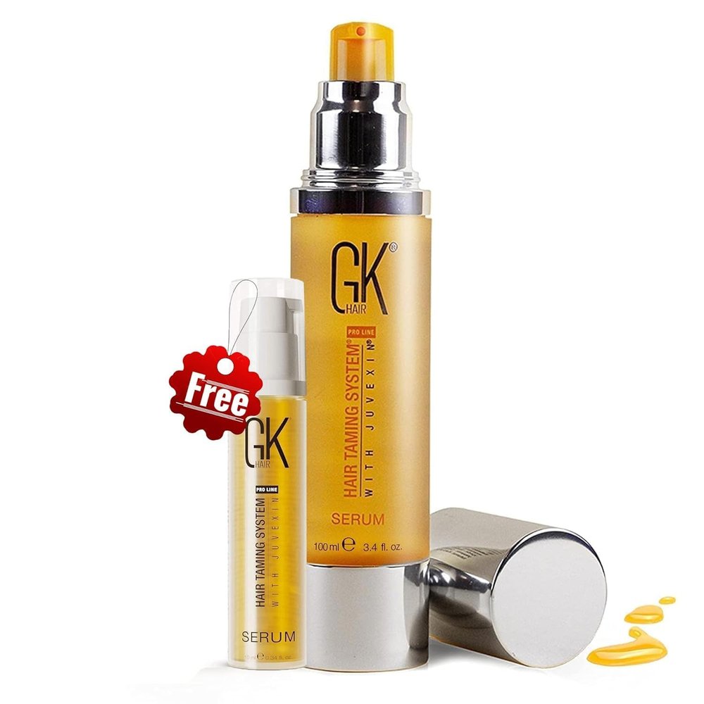 GK HAIR Global Keratin 100% Organic Argan Oil Frizz Control Serum (10ml) & (100ml) for Smoothing Nourishing Heat Protection  Enhance Shine & Restore Healthy Radiance
