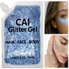 Face, Body & Hair Glitter Gel  Halloween Glitter for Kids and Women  3 Oz Cosmetic-Grade Gel w/Moon & Stars for Festivals & Halloween Party, Easy Apply & Wash Off - Blue/Silver 2Pack view 2