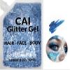 Face, Body & Hair Glitter Gel  Halloween Glitter for Kids and Women  3 Oz Cosmetic-Grade Gel w/Moon & Stars for Festivals & Halloween Party, Easy Apply & Wash Off - Blue/Silver 2Pack view 4