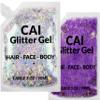 Face, Body & Hair Glitter Gel  Halloween Glitter for Kids and Women  3 Oz Cosmetic-Grade Gel w/Moon & Stars for Festivals & Halloween Party, Easy Apply & Wash Off - Purple/Silver 2Pack view 1