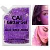 Face, Body & Hair Glitter Gel  Halloween Glitter for Kids and Women  3 Oz Cosmetic-Grade Gel w/Moon & Stars for Festivals & Halloween Party, Easy Apply & Wash Off - Purple/Silver 2Pack view 2