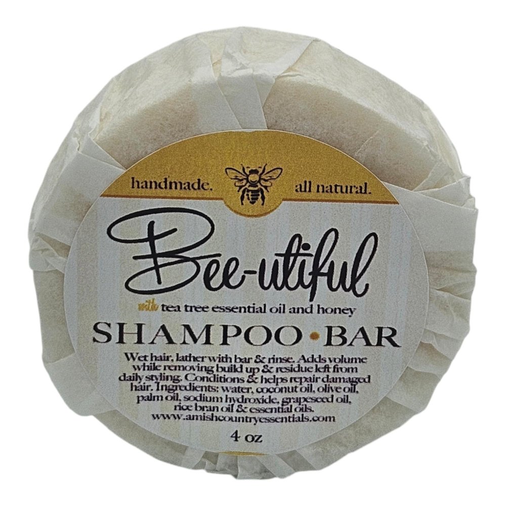 Amish Country Bee-utiful Shampoo Bar  Nourishing Honey Tea Tree Hair Care, Eczema, Psoriasis, Itchy Scalp Relief