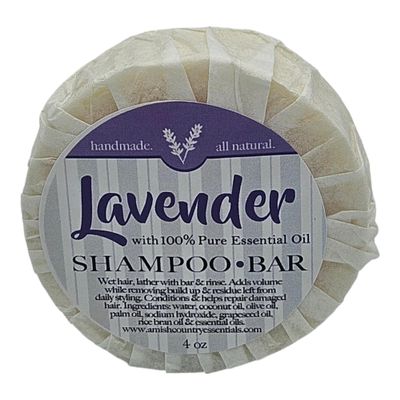 Amish Country Lavender Shampoo Bar with 100% Pure Essential Oil, 4 oz, Handmade, All Natural, Lavender, Nourishing, All Hair Types, Calming