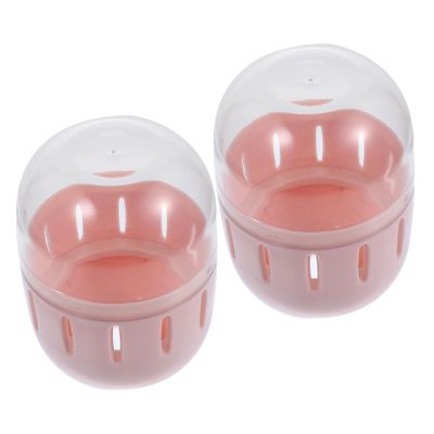 Baluue 2pcs Mini Cosmetic Egg Storage Box Makeup Eggs Holder Silicone Lid Portable Powder Puff Organizer Case for Travel Home Hotel Color