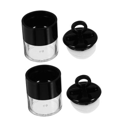 Baluue Loose Powder Box Set 2pcs Portable Empty Makeup Containers Puff for Daily Use