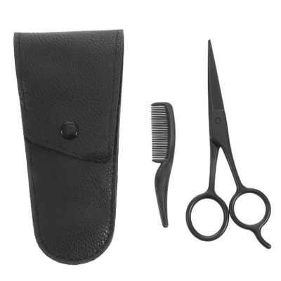 Beatifufu 3pcs Mustache and Beard Scissors Set with Pu Leather Bag Stainless Steel Trimming Tools for Men Grooming Home Use and Barbershop Styling