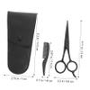 Beatifufu 3pcs Mustache and Beard Scissors Set with Pu Leather Bag Stainless Steel Trimming Tools for Men Grooming Home Use and Barbershop Styling view 4