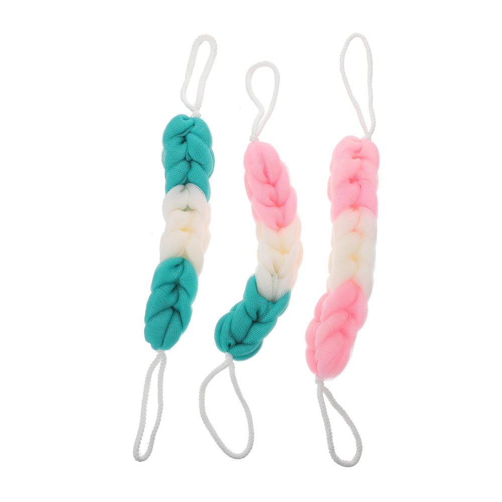 Baluue 3 Pack Long Bath Pouf Shower Pouf Set Handle Exfoliating Bath Scrubber for Skin Care