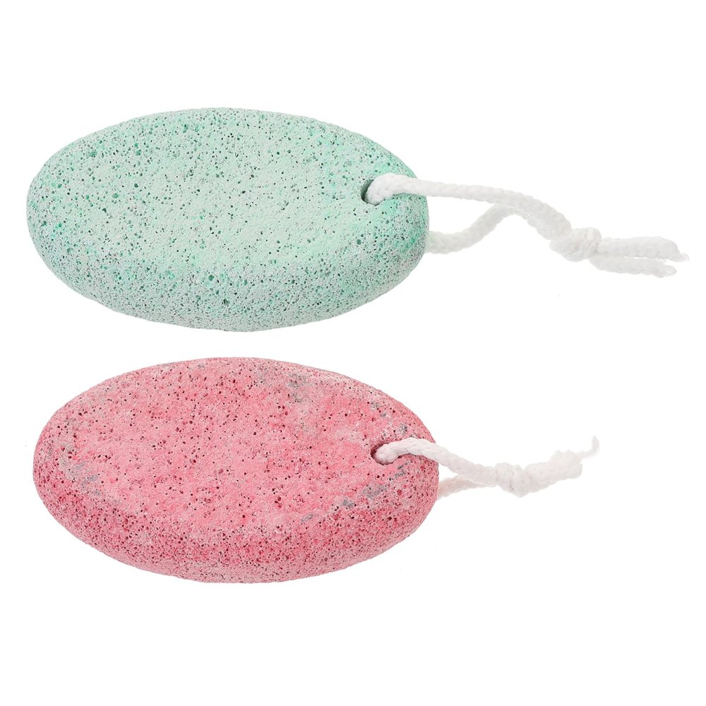 PAMINGONO 2pcs Volcano Stone Foot Grinders for Exfoliating Dead Skin Portable Pedicure Tool with Storage Box for Feet Care and Relaxation