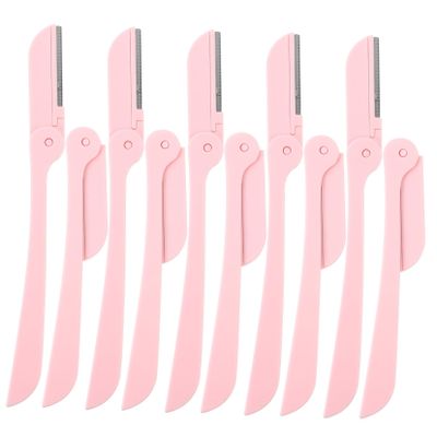 HONMEET 10pcs Stainless Steel Eyebrow Trimmers for Women Portable Eyebrow Razors with Ergonomic Design Grooming Tool Kit for Painless Hair Removal and Shaping