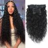 Clip in Hair Extensions Water Wave Natural Curl 100% Unprocessed Brazilian Human Hair Wavy Hair for Black Women (24") view 1