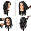 Armmu 20-22" 100% Human Hair Mannequin Head Hair Practice Training Head Cosmotology Doll Head for Hairdressers with Clamp- Natural Black view 2