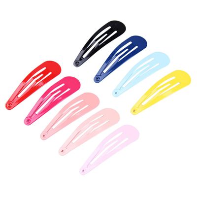 Beatifufu 100pcs Metal Snap Clips Assorted Candy Colors Waterdrop-shaped Barrettes for Toddlers and Girls Hair Accessories for Boys and Girls and Easy to Use