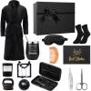 Nuogo 15 Pcs Birthday Gifts for Men Beard Care Set for Him Valentine's Day Gifts Basket Ideas Kit for Men Tumbler Bath Robe for Dad Husband Boyfriend Box(Black) view 1