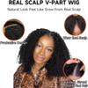 V Part Wig Human Hair No Leave Out Upgrade U Part Wig Human Hair for Women 150% Density Curly V Part Wig Kinky Curly Thin Part V Shape Wig No Glue No Sew Clip In Half Wig Natural Black Color 30 Inch view 3