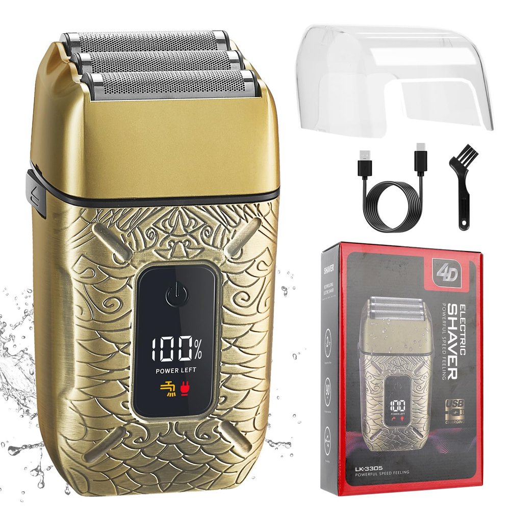 Dumite Electric Shavers for Men,Waterproof Powerful Motor Electric Razor,Head Shavers for Bald Men,Triple Foil Beard Trimmer,Barber Supplies LED Displays & USB Charging Shaver, Gifts